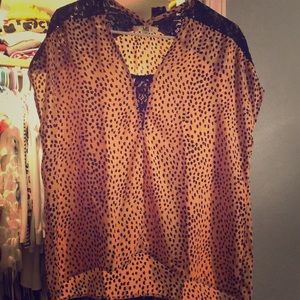 Lightweight Blouse with Black Lace Detail